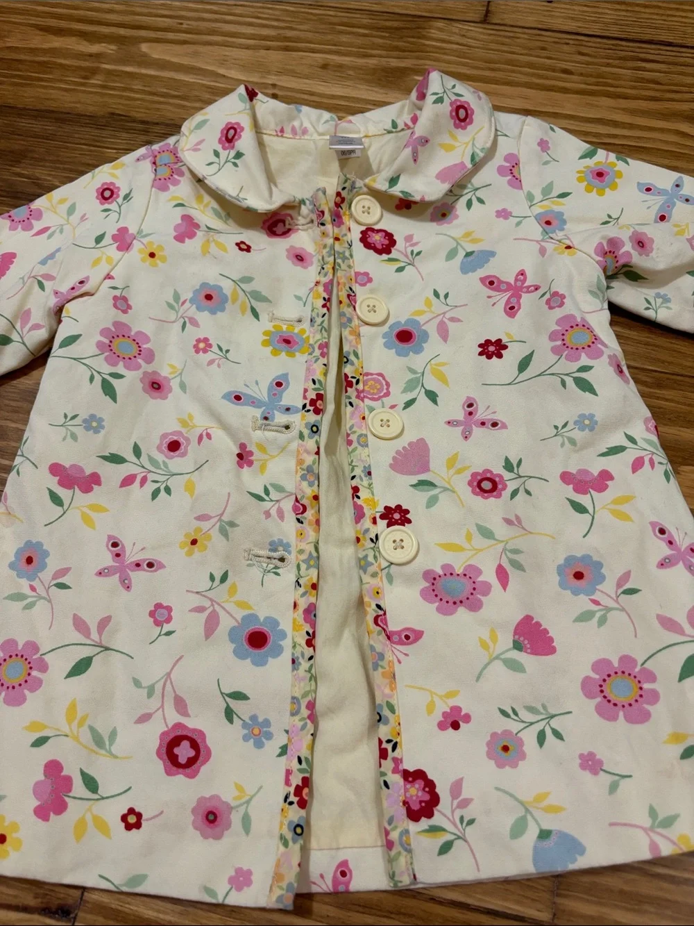 Baby Gap Infant 3-6 Month Butter Yellow Floral Button-Up 100% Cotton Jacket